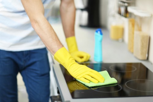 Eco-friendly office cleaning service in a Maidavale workplace