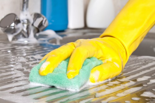 Commercial cleaner in Maidavale maintaining an organised office