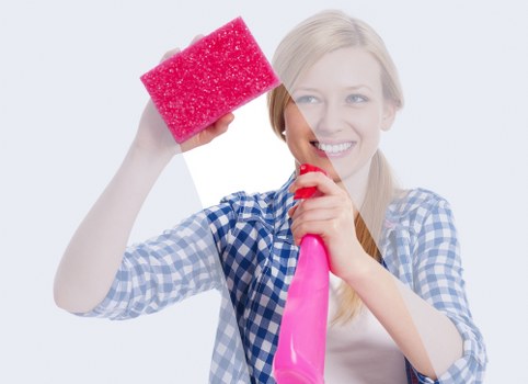 Cleaning specialist treating a stained carpet area